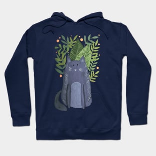 Cat and foliage - grey autumn Hoodie